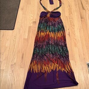 Elegant Multicolor Halter Maxi Dress